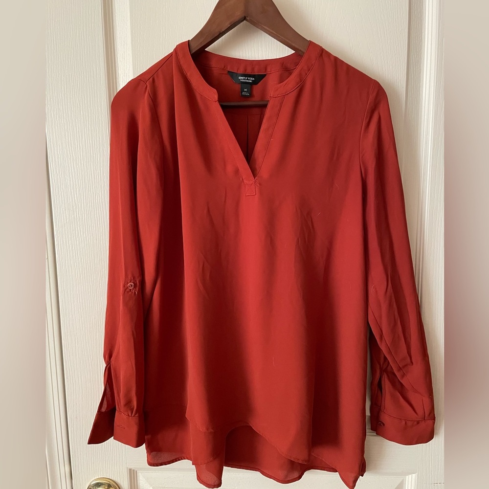 Verawang long sleeve vneck with three quarter button up sleeves